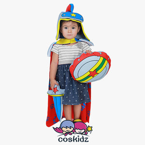 Child Cartoon Crusader Medieval Warrior & Knight Costume with Shield and Sword