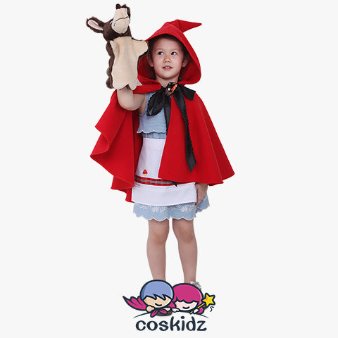 Little Red Riding Hood Girl Halloween Cosplay Costume Cloak Hoodie For Kids