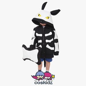 Skeleton Puppy Dog Kids Halloween Costume Coat Outfit With Bone Pillow